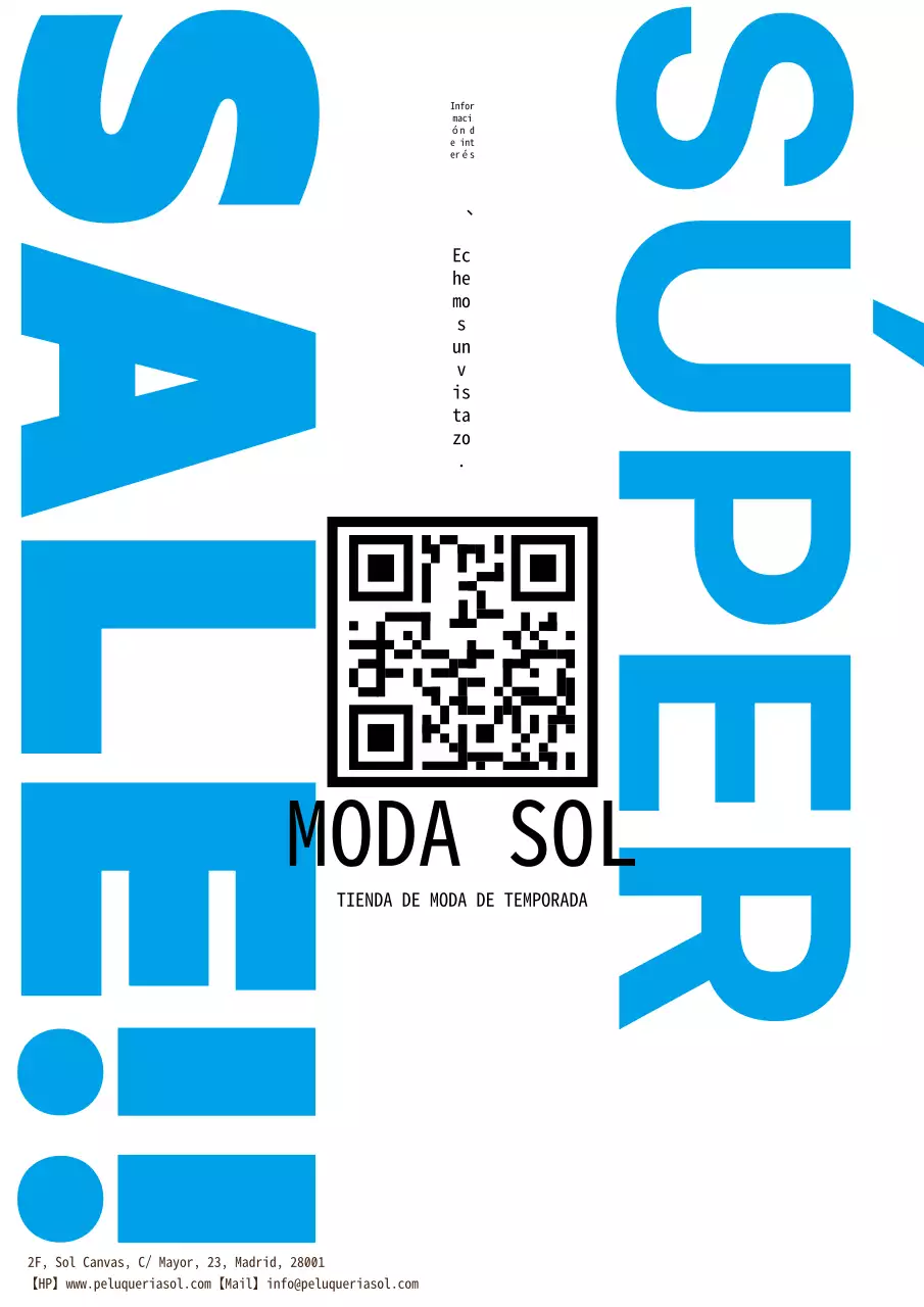 Anuncio de ventas sencillo y básico en azul y blanco