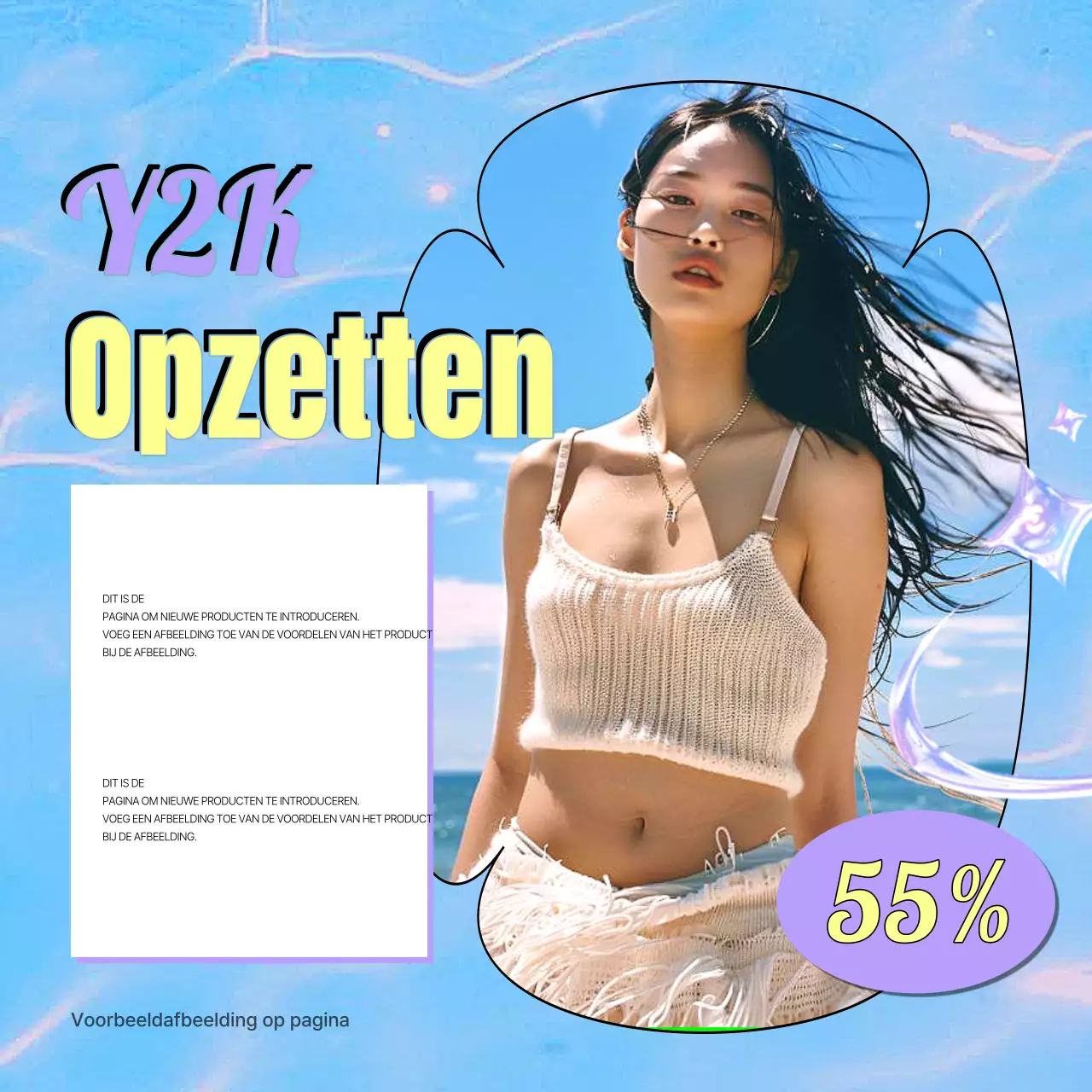 Kitscherige Y2K-gemerkte palen in lichtblauw