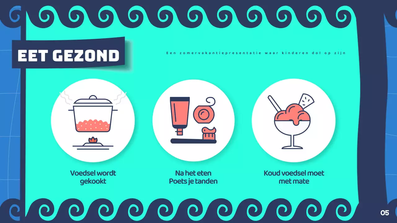 Presentatie voor zomervakantie in mint en marineblauw