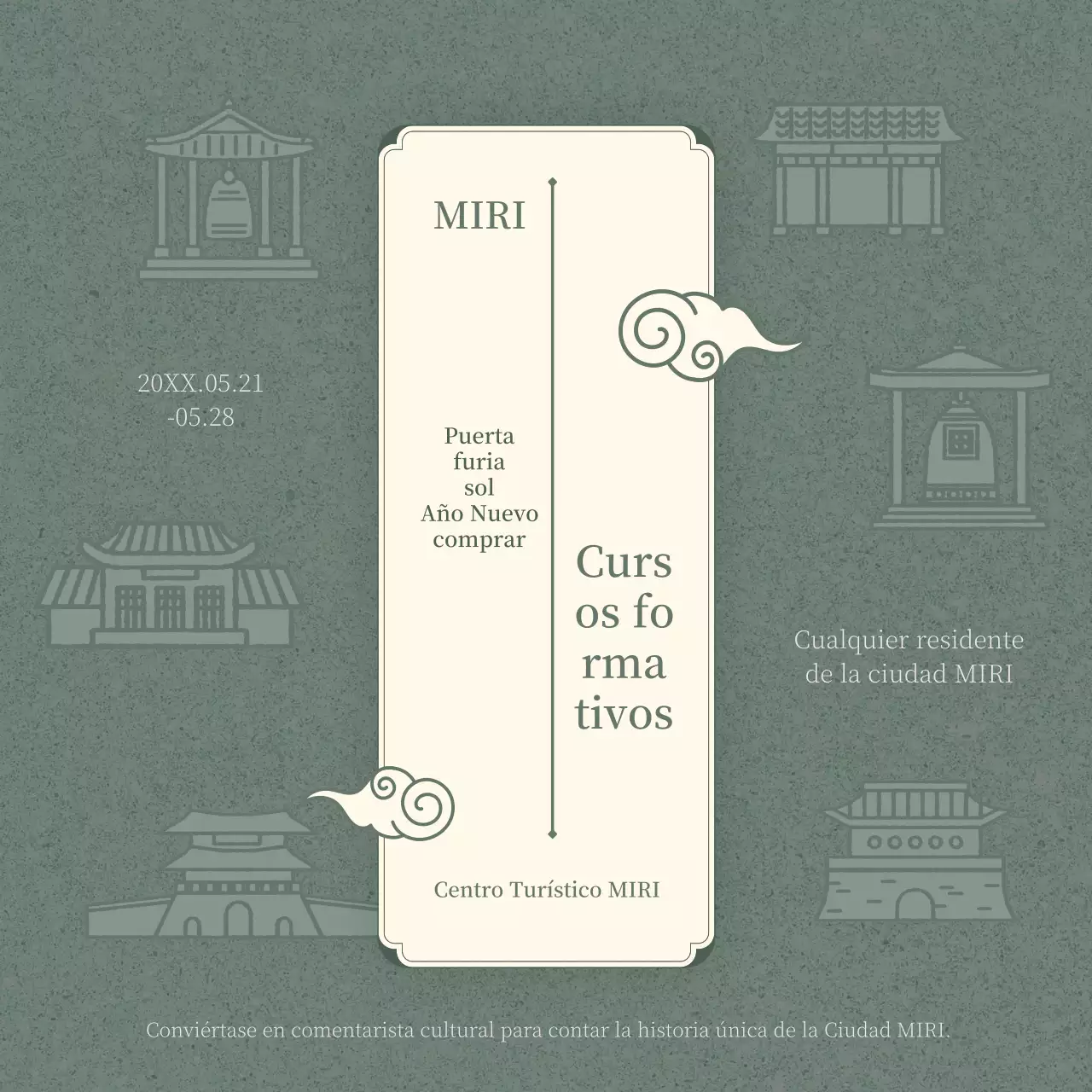 Guía de contratación para el curso de formación de intérpretes de cultura tradicional en verde y beige