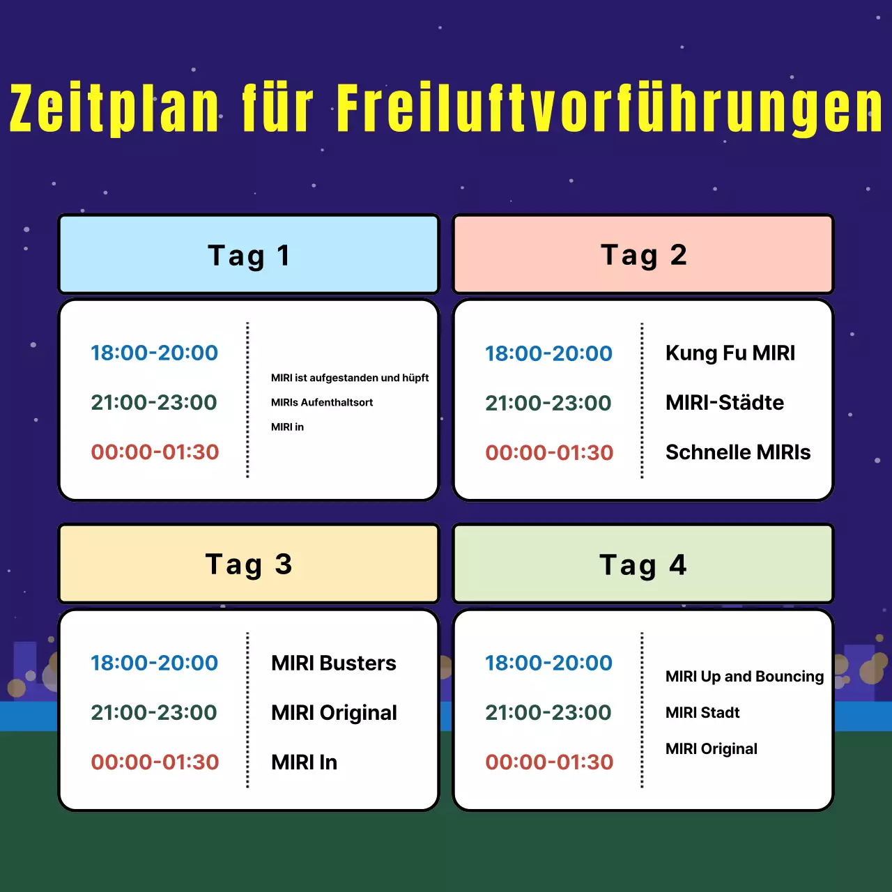 Förderung von Filmvorführungen im Freien mit dem Sodomie-Trend