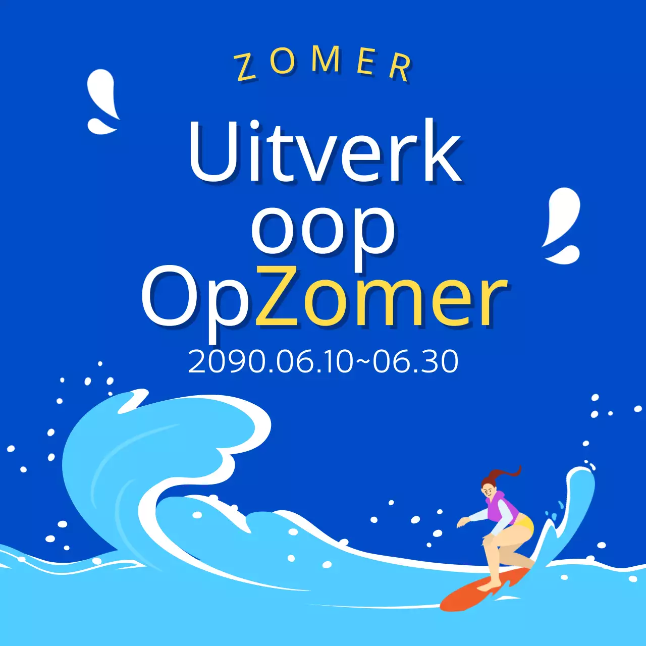 Een verzameling miniaturen van trendy zomerevenementen in lichtblauw en blauw