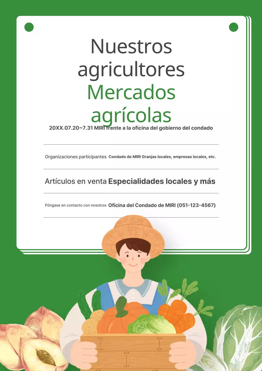 Promocione su mercado agrícola verde y bonito