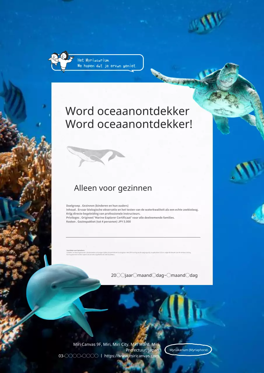 Publiciteit voor het basisprogramma van het blauw-witte aquarium