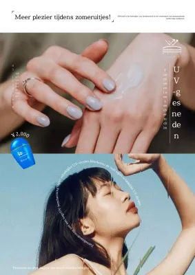 Blauw-witte minimalistische zomerproductinformatie voor de gezondheidszorg.