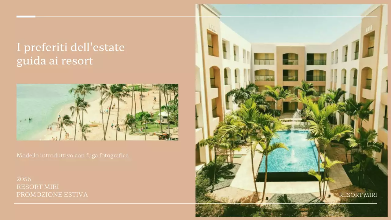 Un semplice prospetto del resort in bianco e marrone