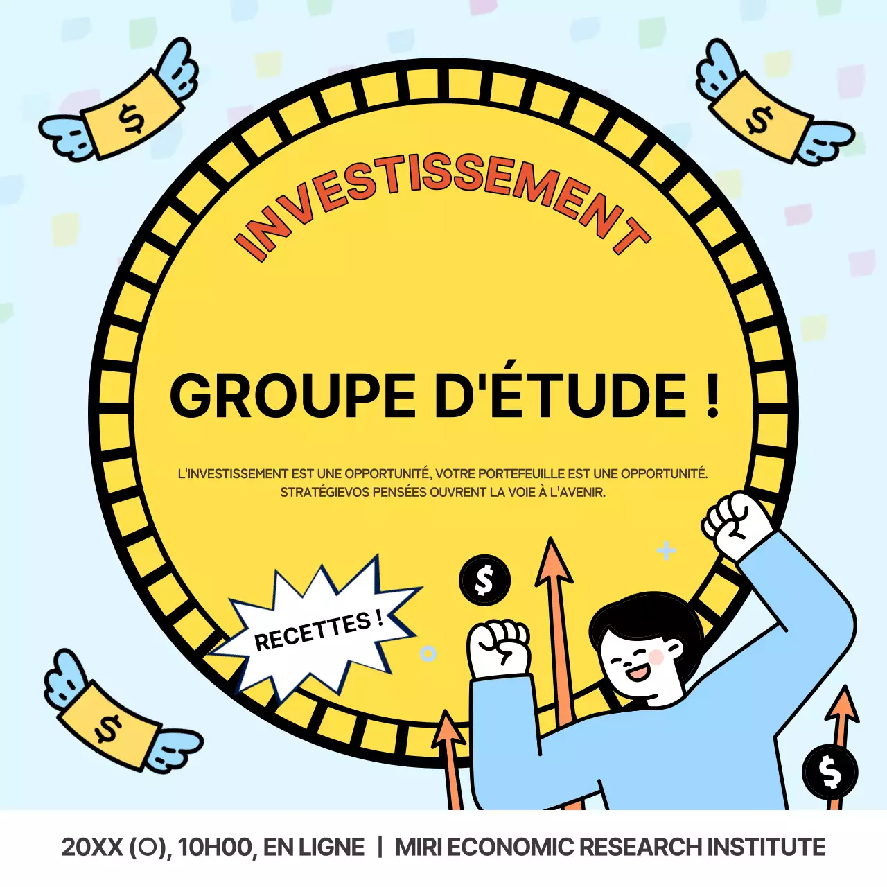 Description du portefeuille d'investissement surlignée en bleu clair et en jaune