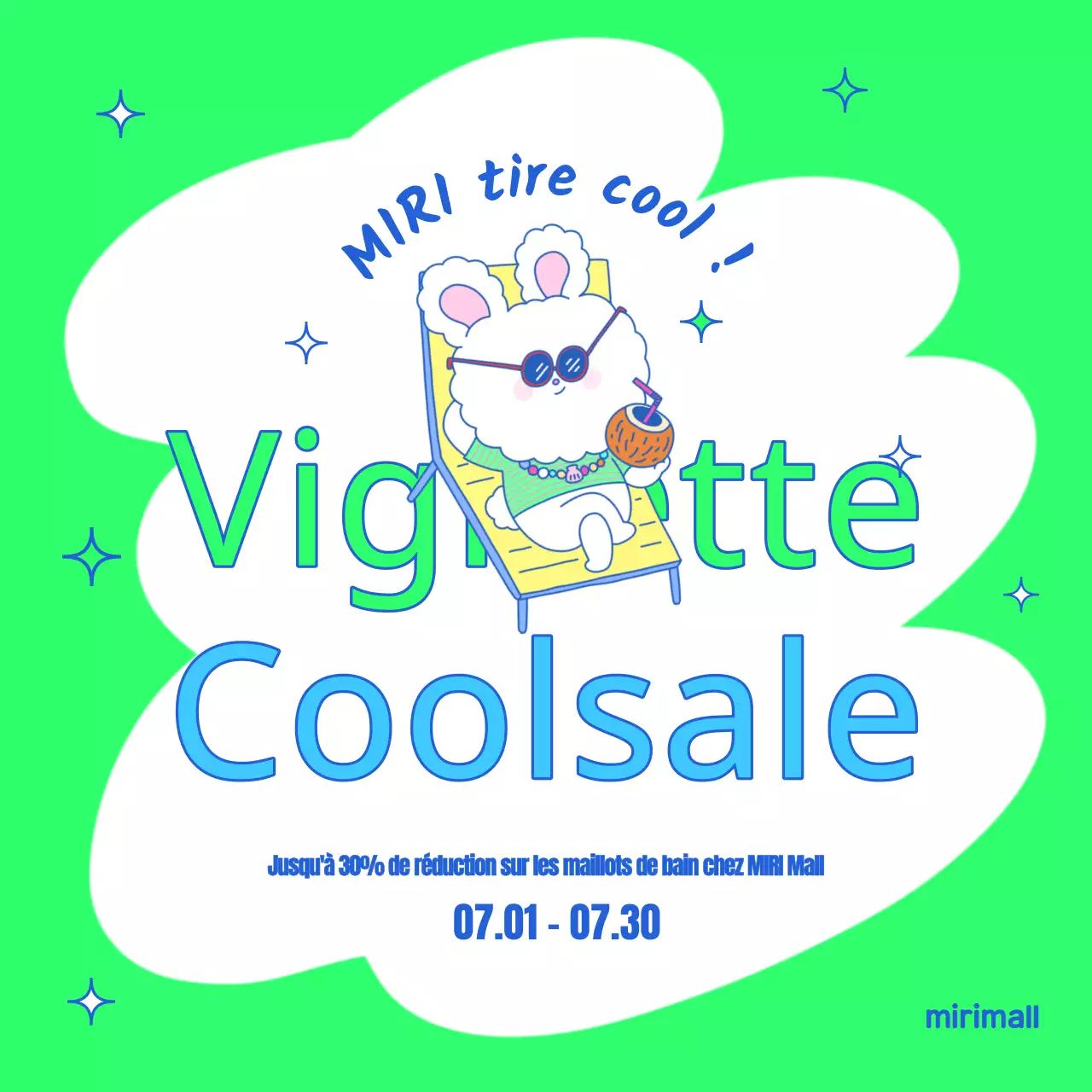 Publicité pop-art pour un événement estival en chartreuse et bleu clair