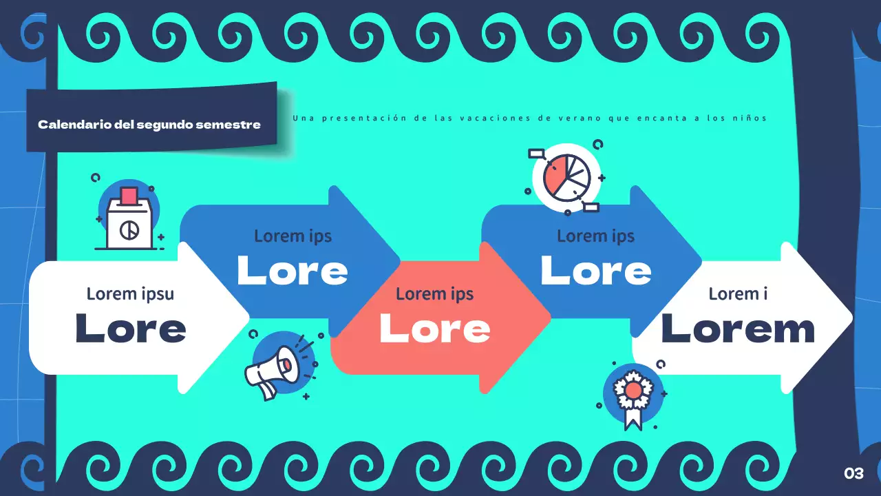 Presentación de las vacaciones de verano en menta y azul marino