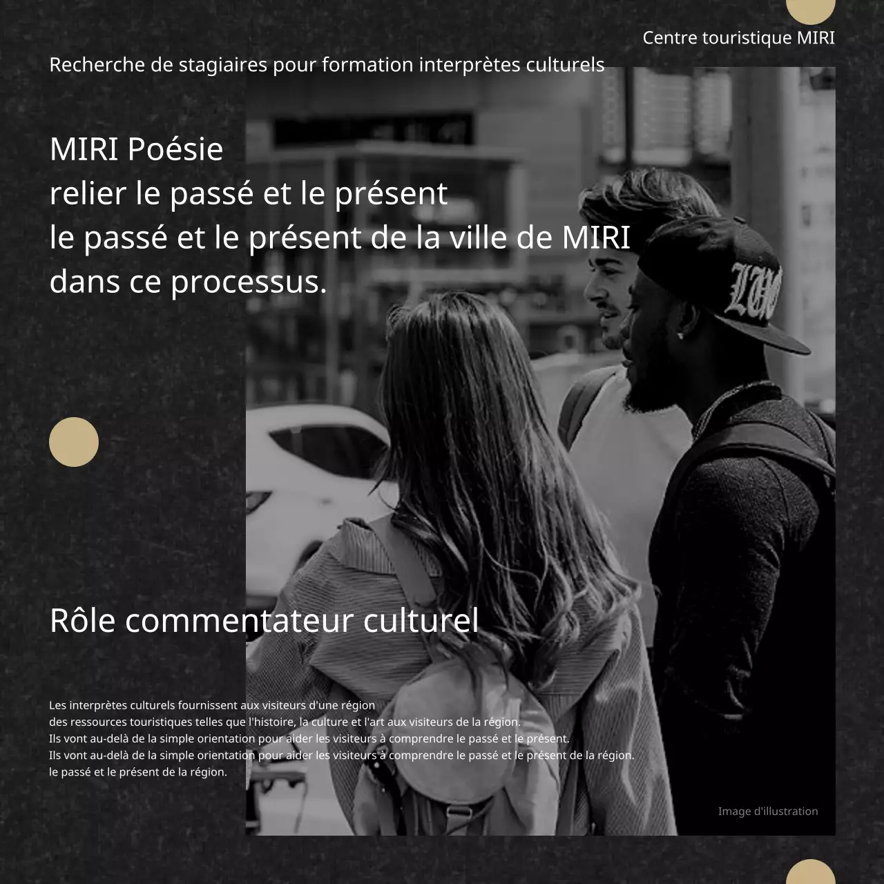 Une formation classique de commentateur culturel en noir et blanc et en or