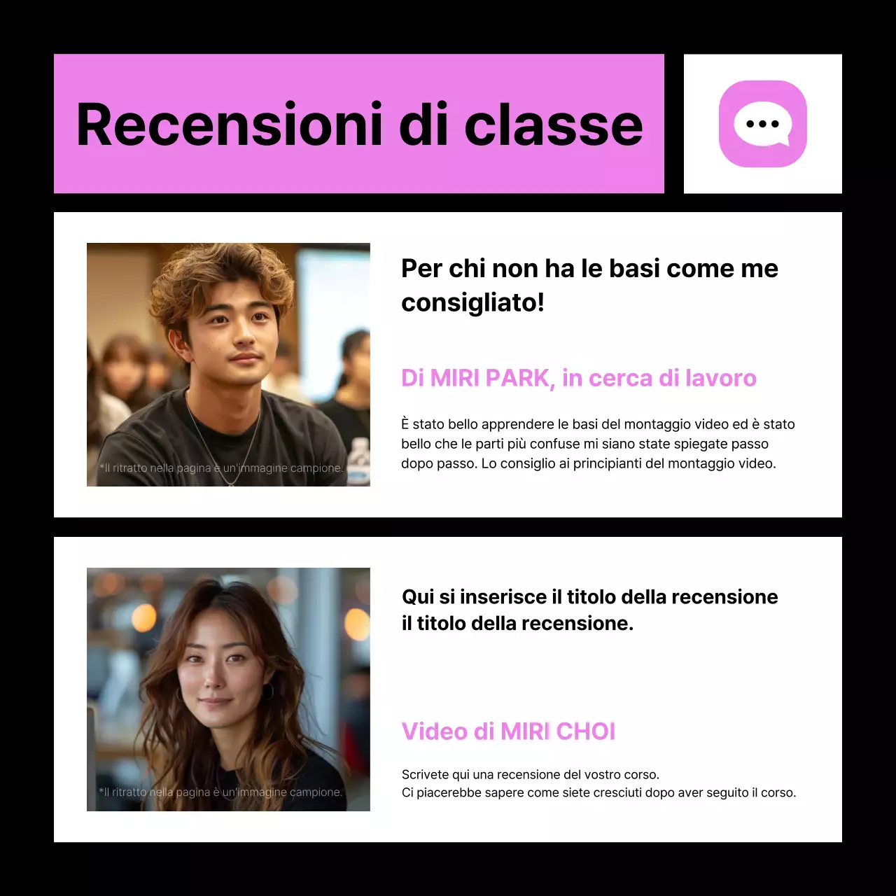 Promuovete il vostro corso di montaggio video in rosa e in blu