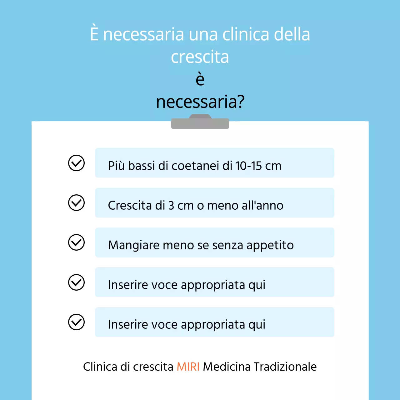 Promozione di un semplice ambulatorio di medicina cinese per la crescita dei bambini in azzurro e arancione