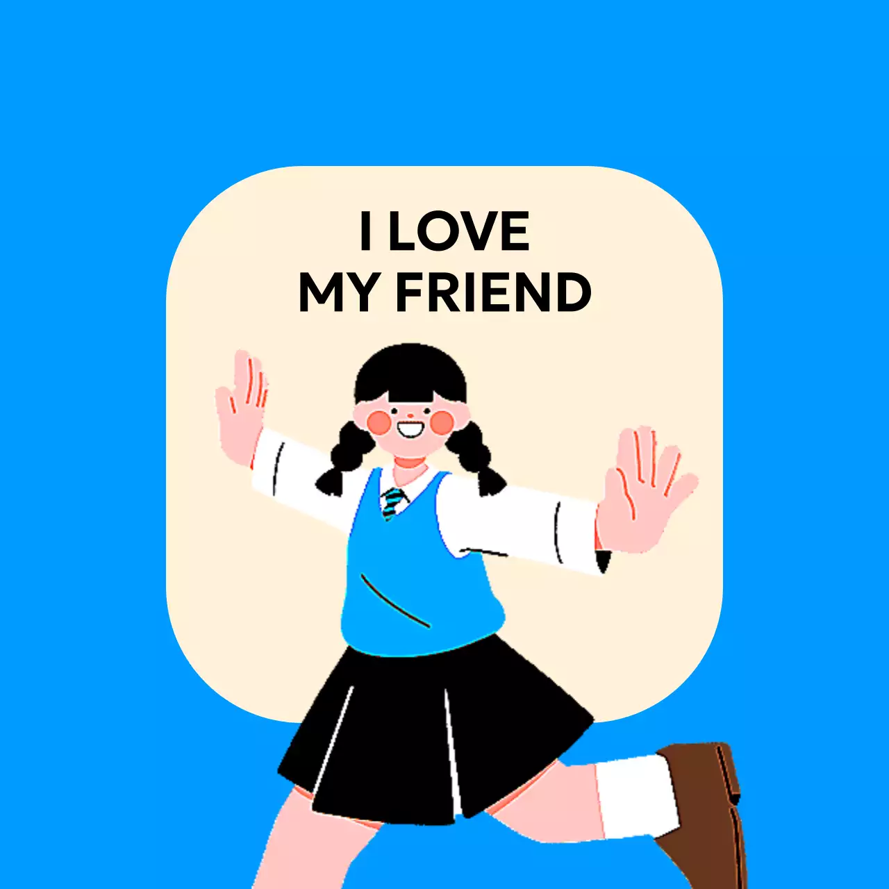 팔벌리고 있는 학생 일러스트가 있는 폭력 반대 디자인