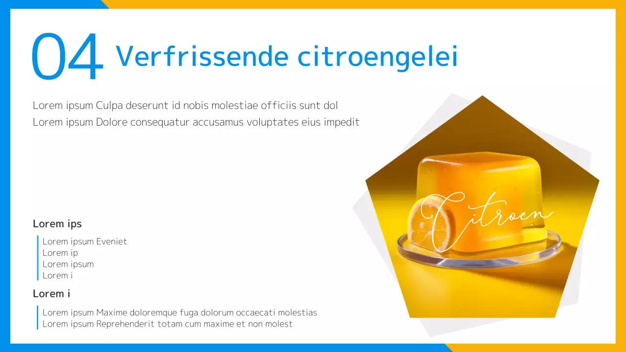 Een verfrissend zomerdessert introductie in geel en lichtblauw