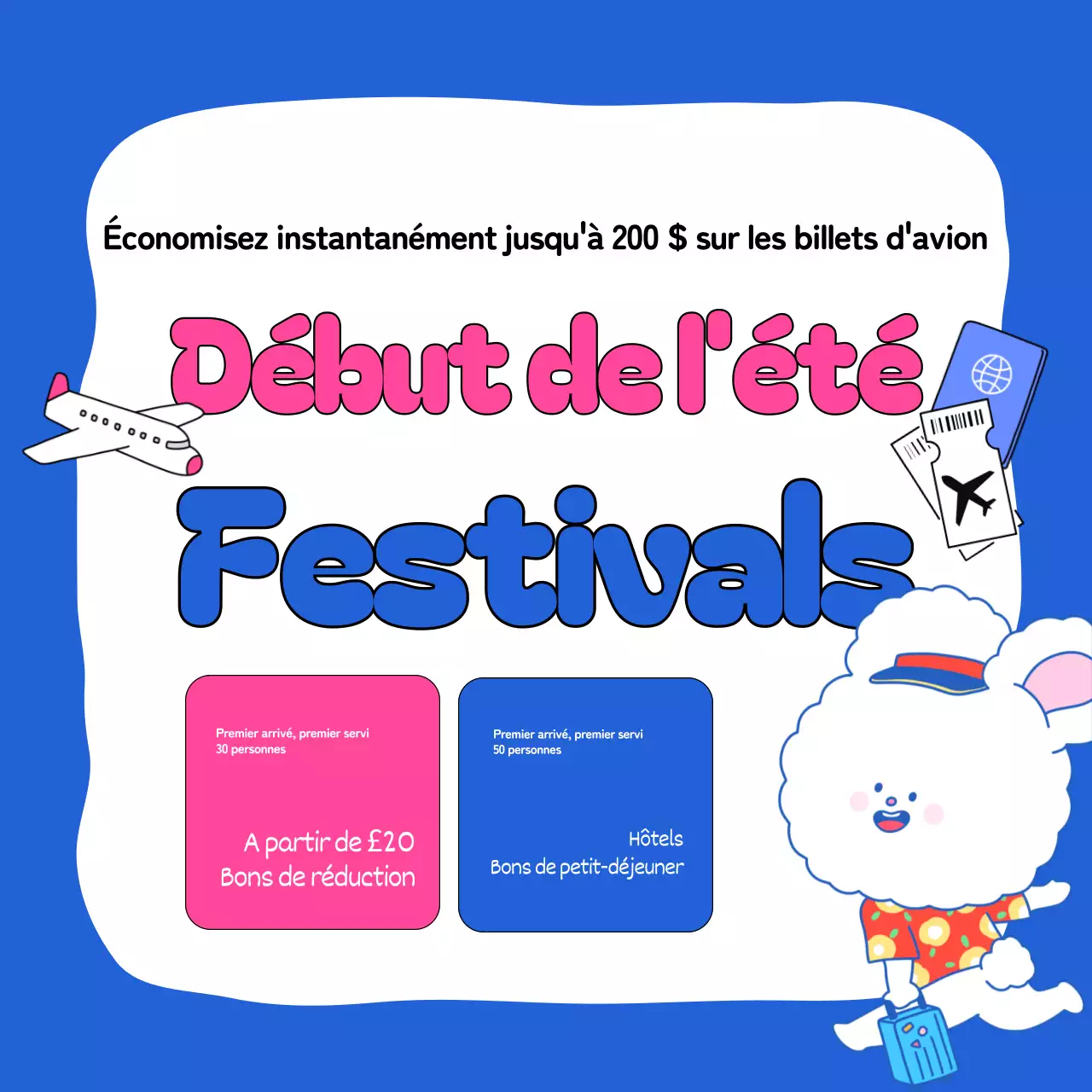 Publicité pop-art pour un événement estival en chartreuse et bleu clair