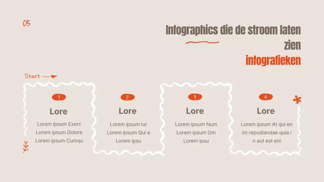 Oranje en ivoorkleurige zomerbloemen uitgelegd