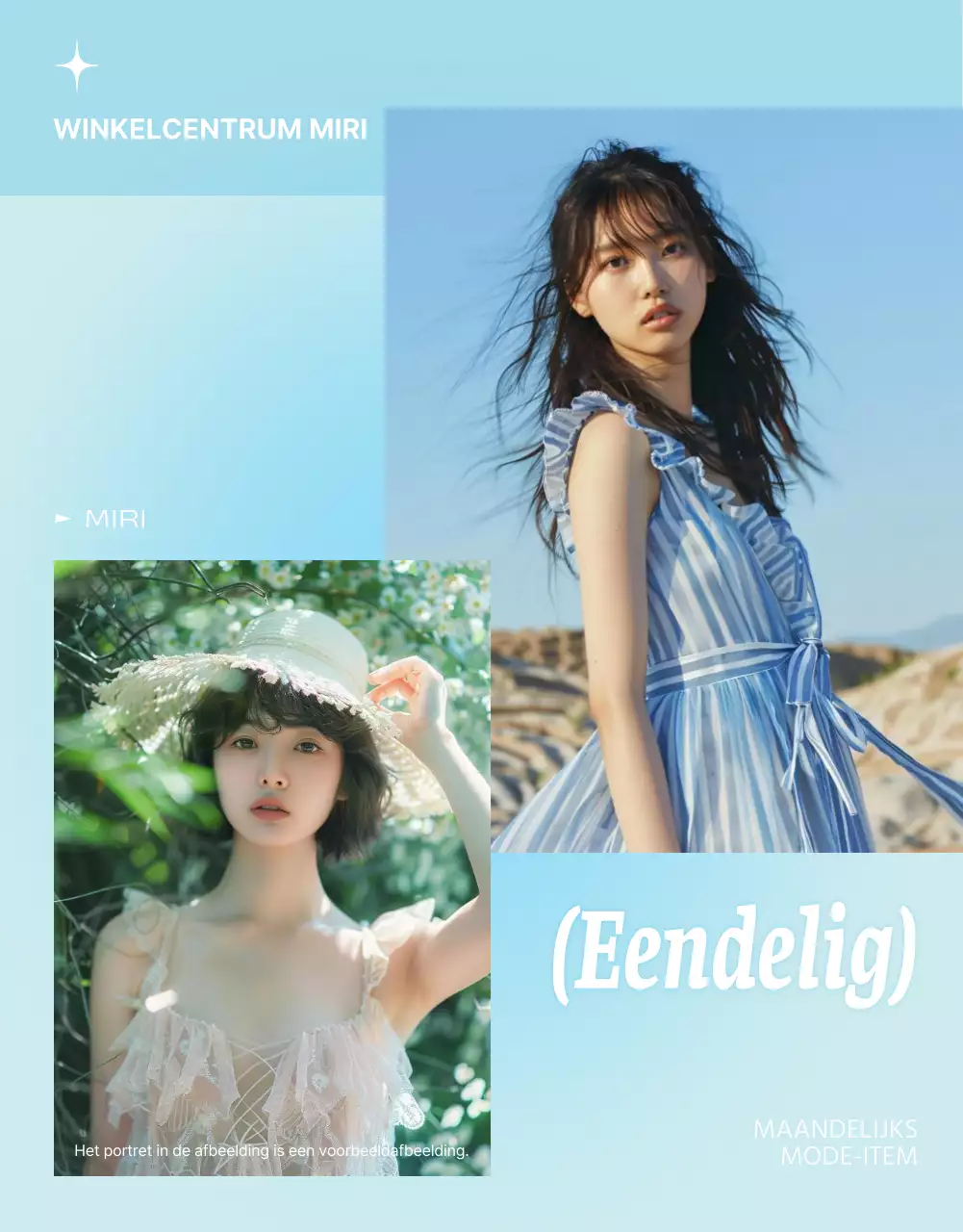 Promoot tropische zomermode in lichtblauw en mint