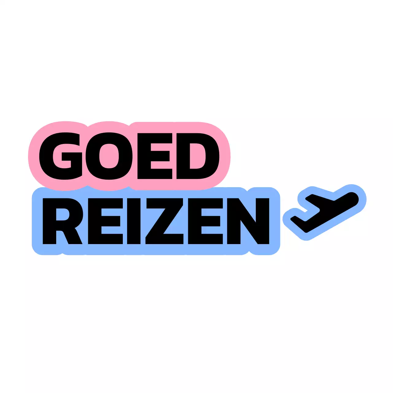 Reisbureau merchandise met tekstcontouren en vliegtuigen