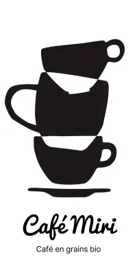 Logo du café avec tasses empilées