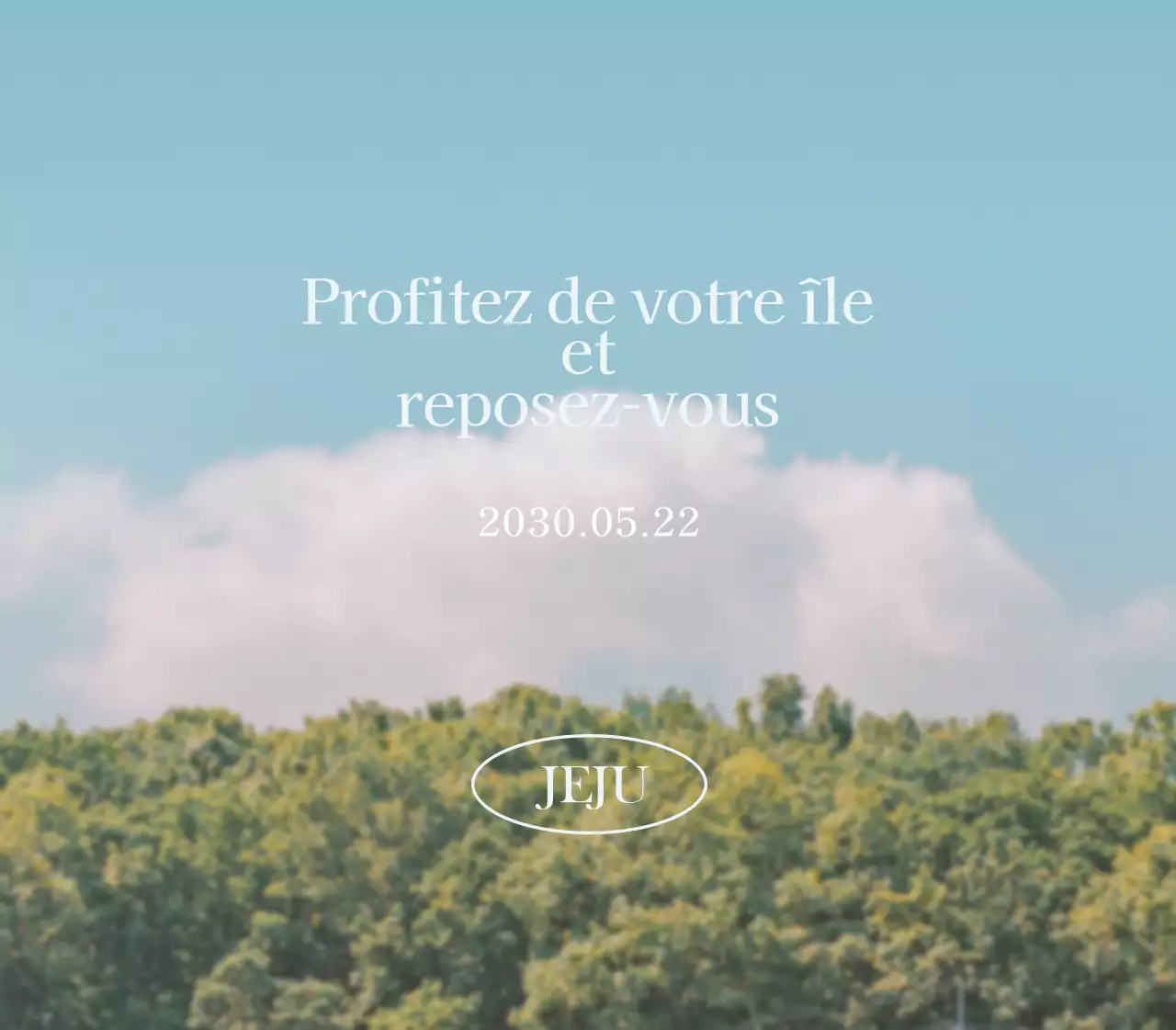 Un paysage chaleureux et accueillant en arrière-plan avec une citation sentimentale dans une jolie police de caractères.