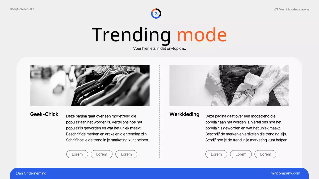 Eenvoudige marketingtrends in blauw en oranje Issuepaper