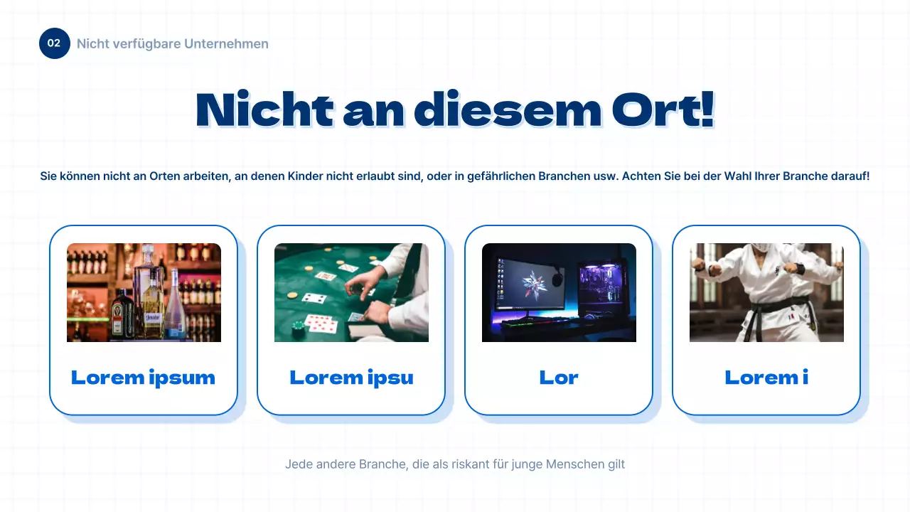 Informationen zum Jugendarbeitsrecht in blauem und einfachem Stil