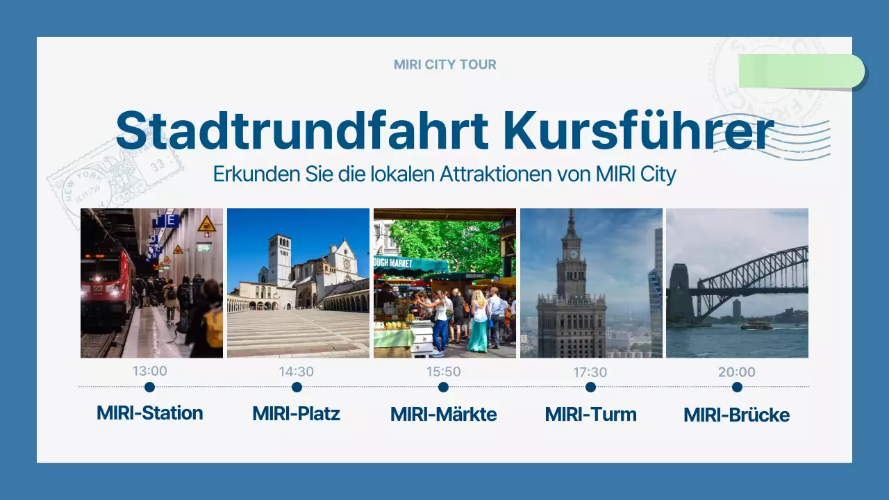 Ein moderner Stadtführer in Hellblau und Marineblau