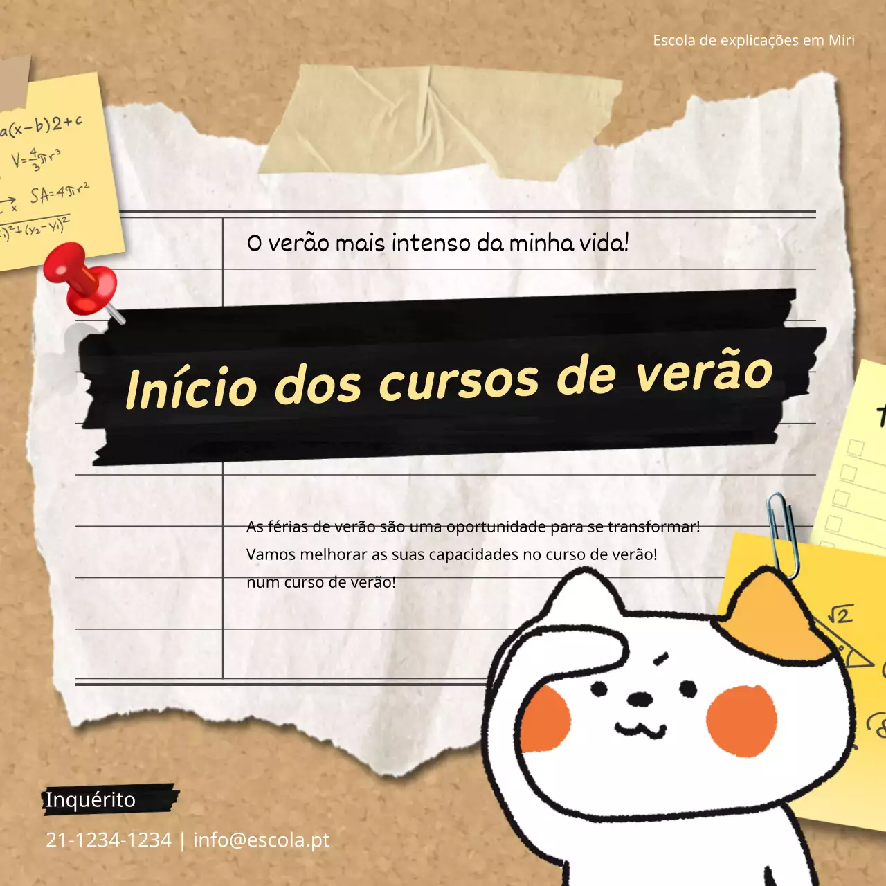 Promova os cursos de férias de verão da sua escola com este adorável esquema de cores amarelo e bege