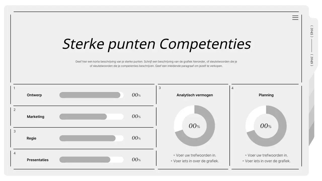 Moderne printbare portfolio in grijs en wit