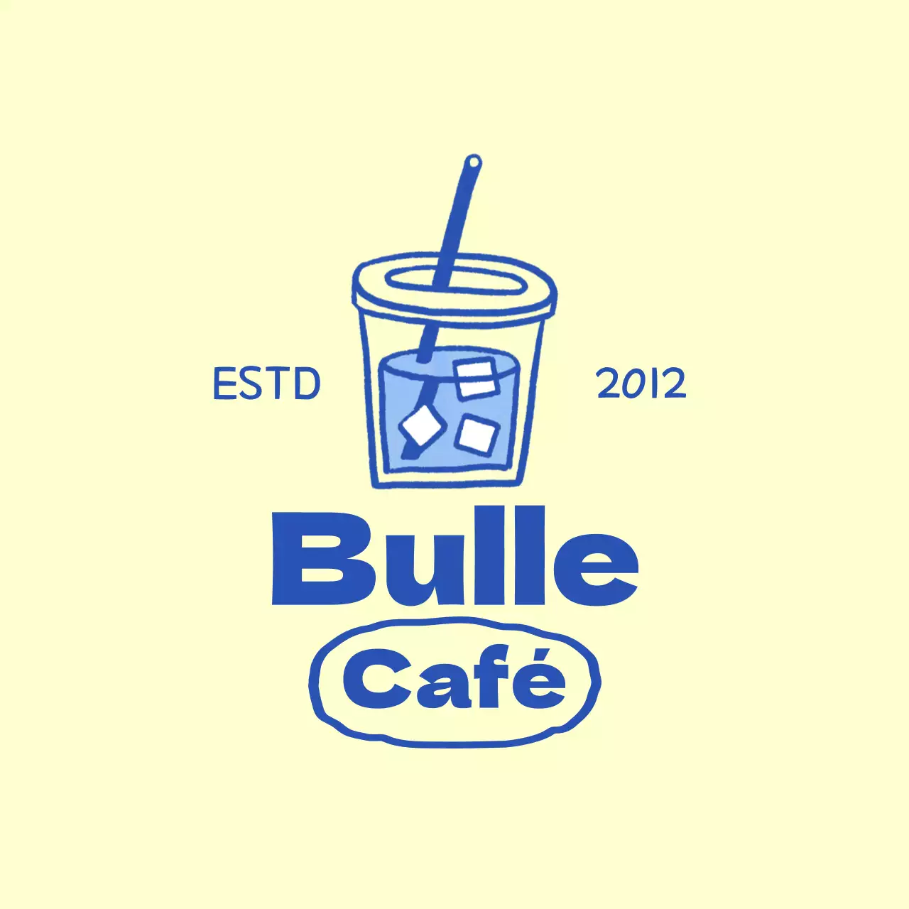 Promotion d'un café jaune et bleu, concept d'illustration d'une boisson