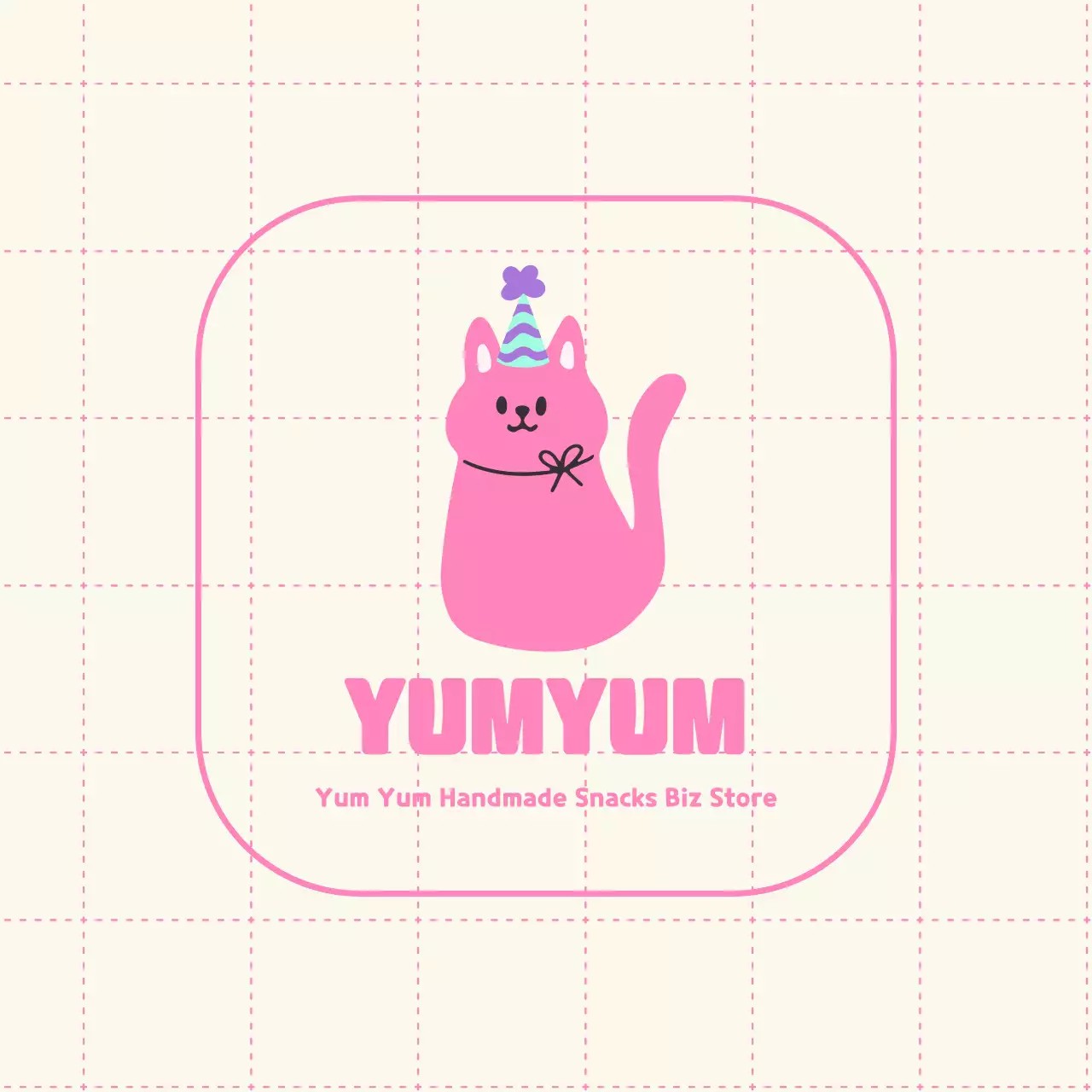 Dog treats with cute cat illustrations in beige and pink.