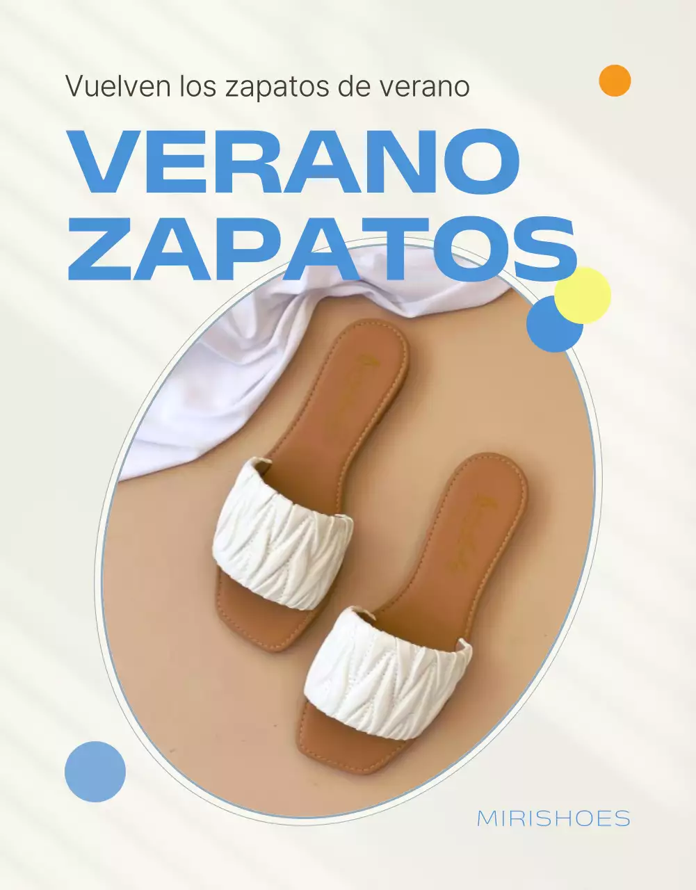 Promociona las modernas sandalias de temporada de verano en azul claro y marfil