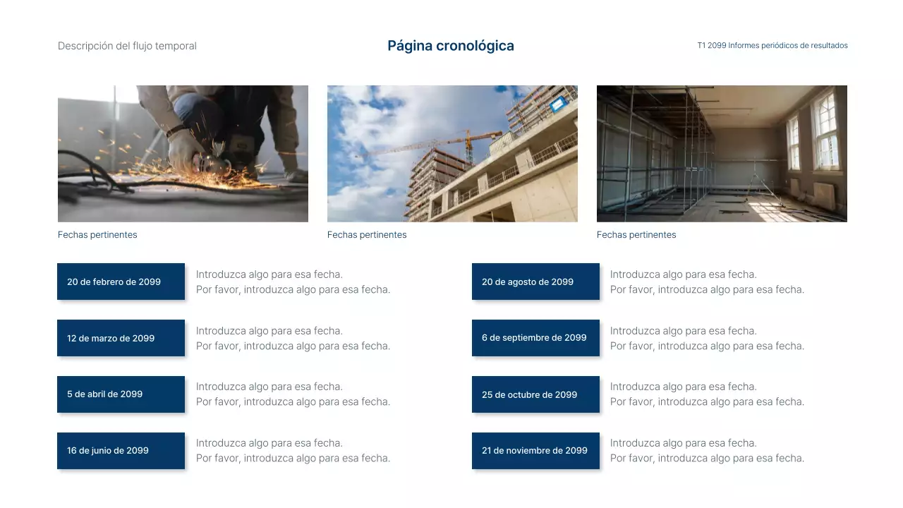 Informe sencillo de ingresos y resultados de la empresa en azul y blanco