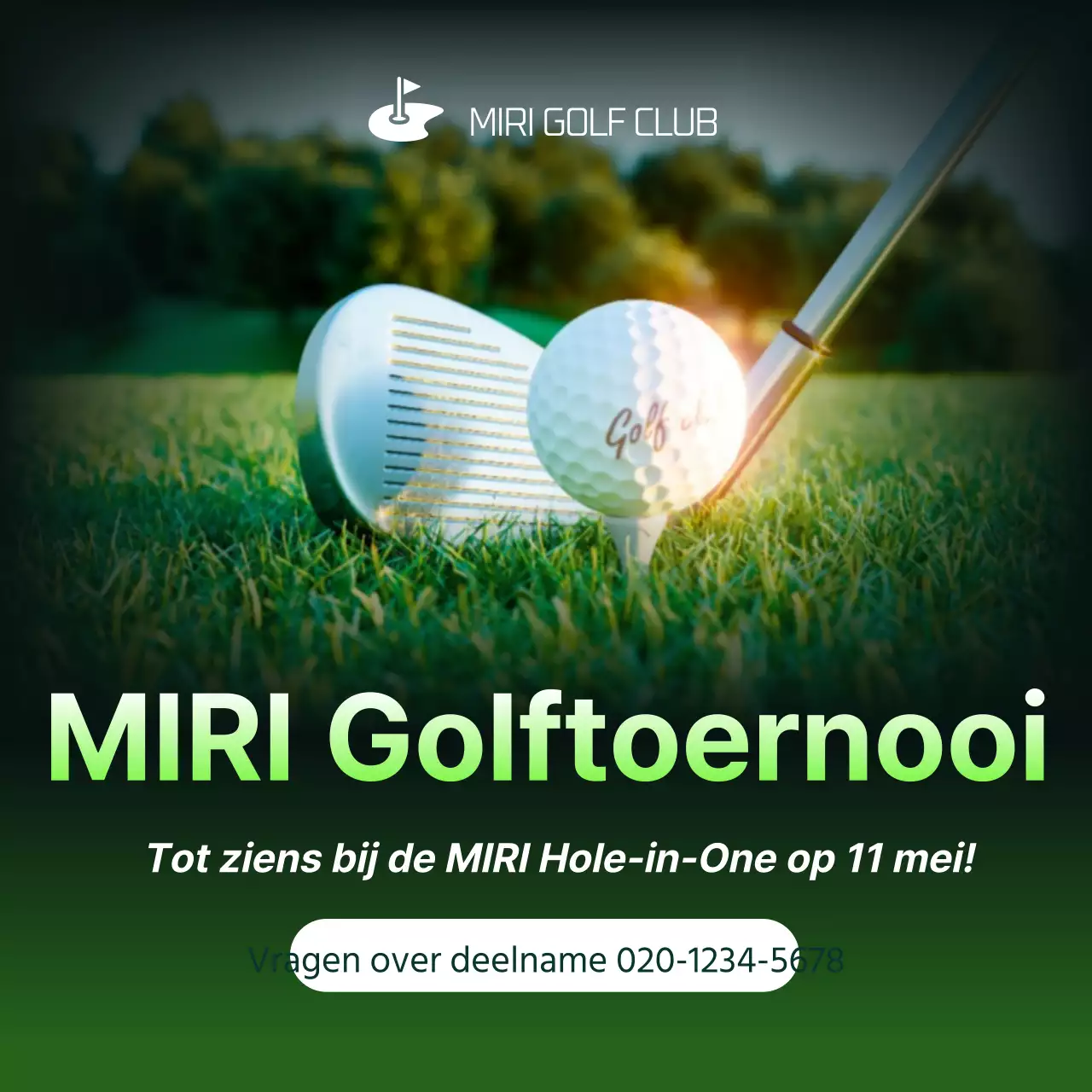 Promoot een eenvoudig golftoernooi in groen en wit