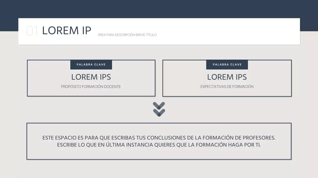 Informe sencillo de formación del profesorado en azul marino y beige