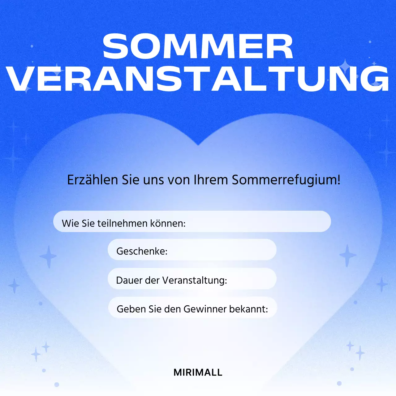 Werbung für eine einfache Sommerveranstaltung in Blau