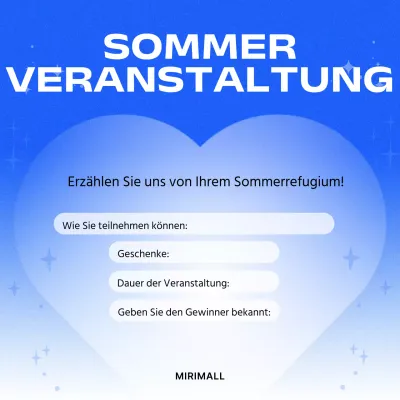 Werbung für eine einfache Sommerveranstaltung in Blau