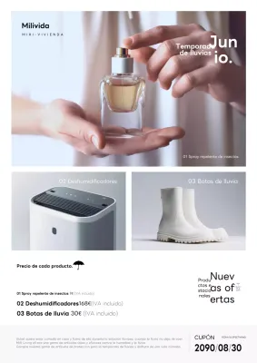 Promocionando sencillos artículos grises y blancos para la temporada de lluvias.