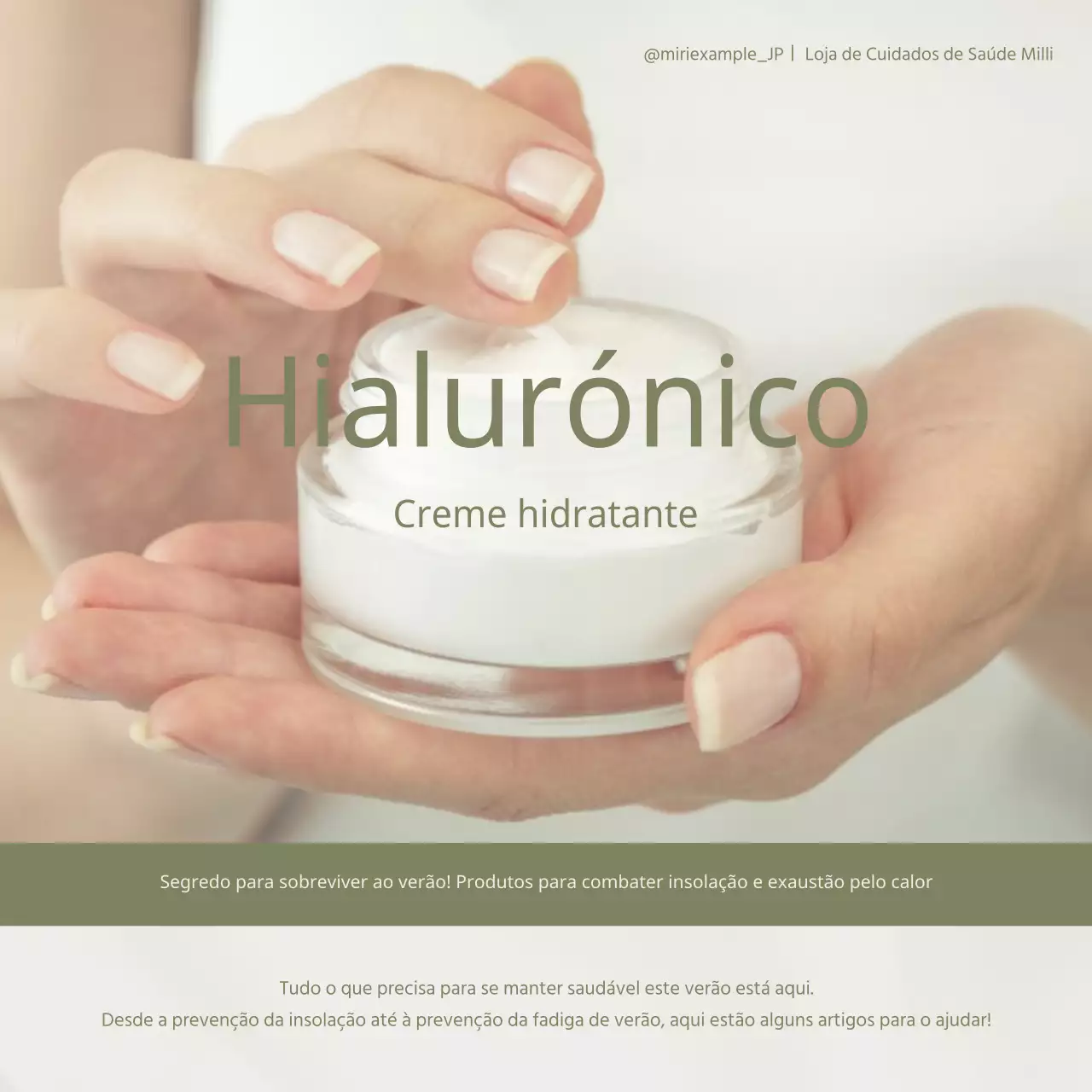 Anúncios minimalistas de creme hidratante de proteção de verão nas cores caqui e bege.