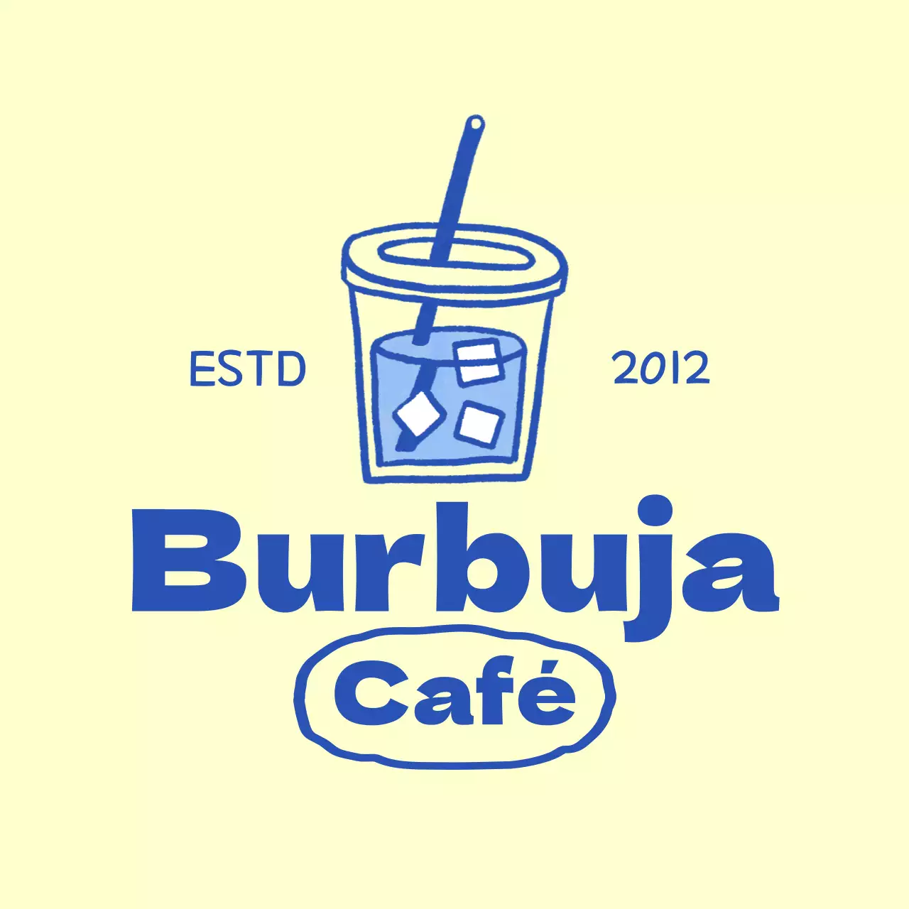 Promoción de una bebida de café amarillo y azul concepto de ilustración