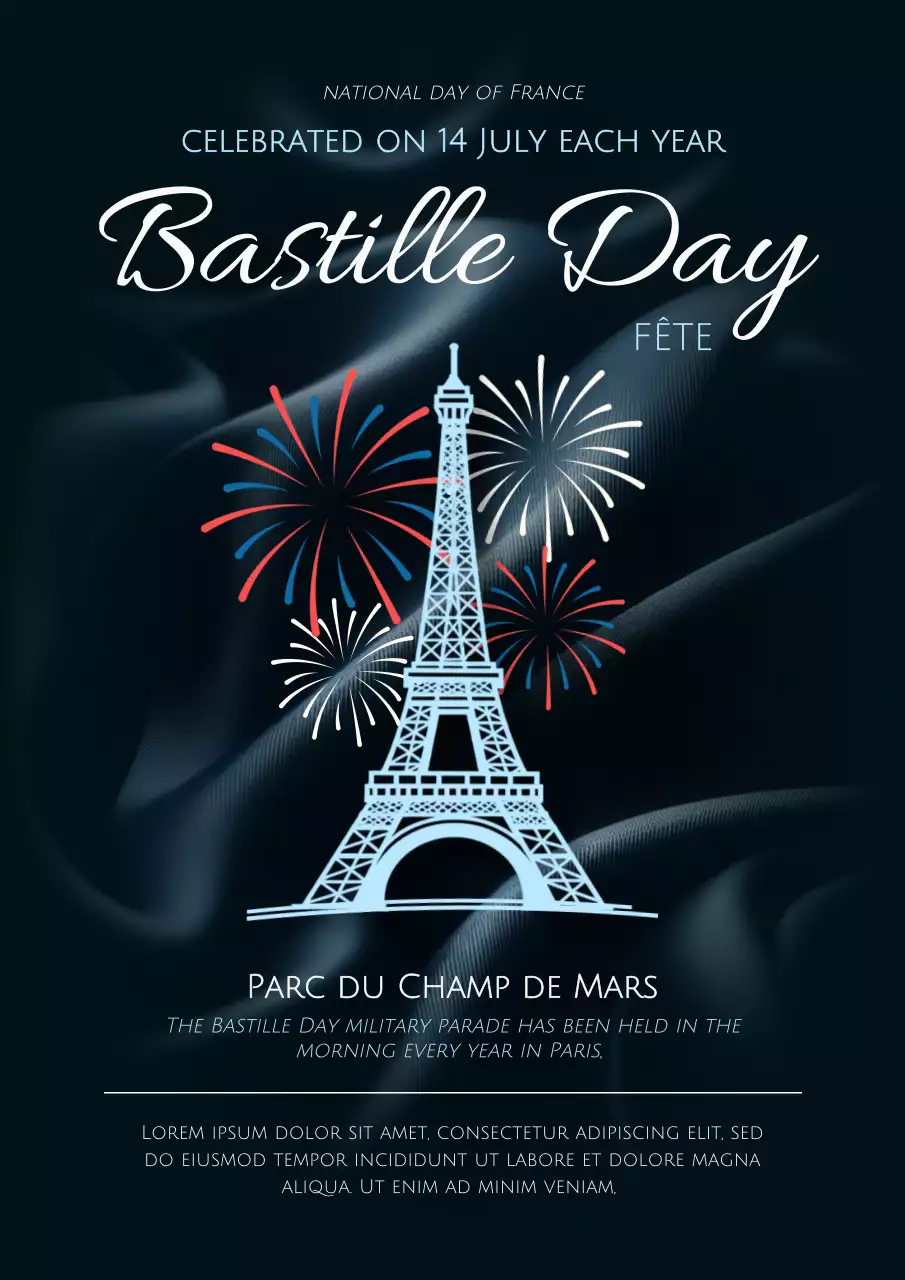 Navy Elegant Bastille Event Poster