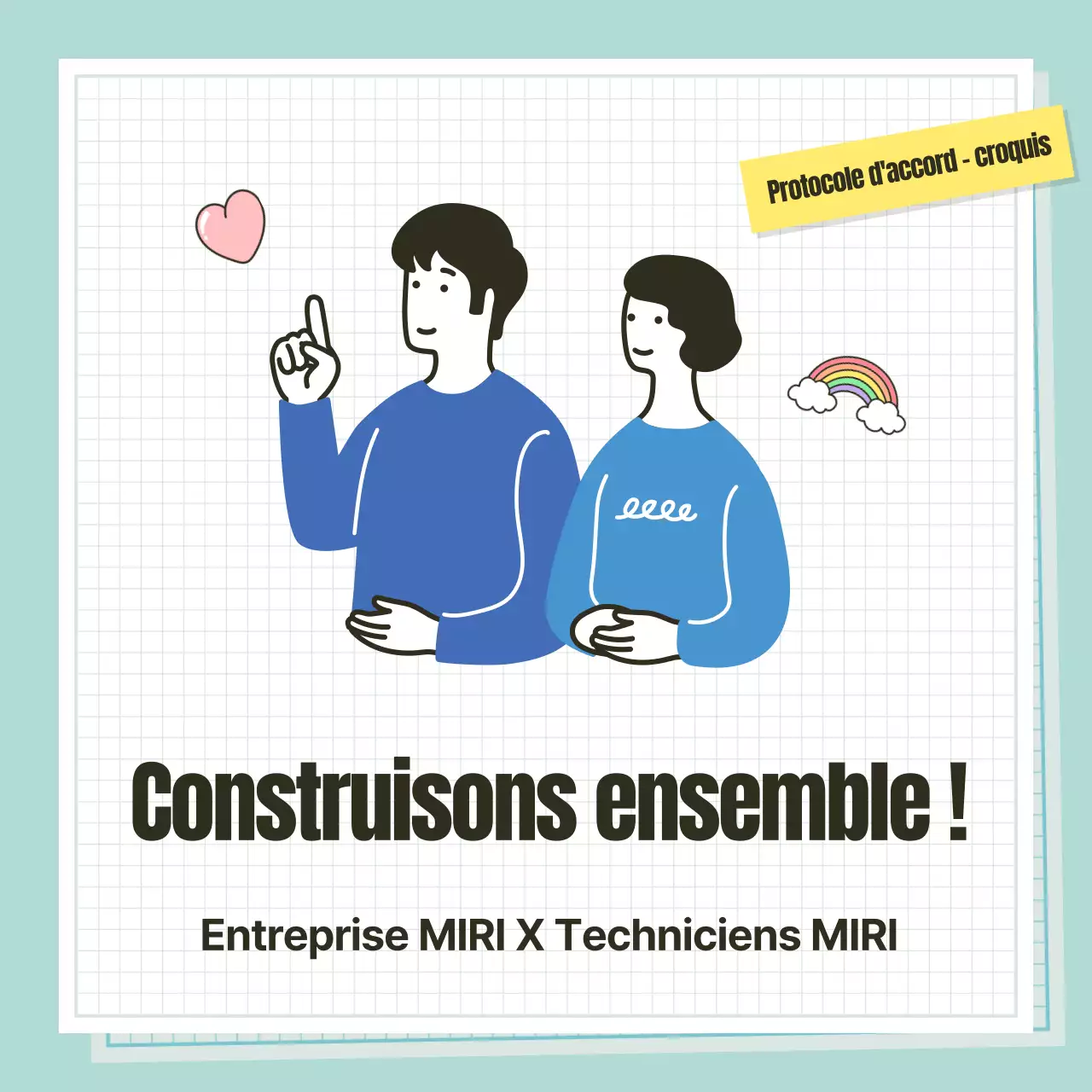 Promouvoir une cérémonie de signature d'un accord commercial en bleu et menthe