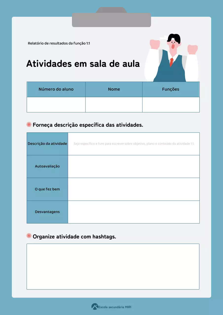 Recursos didácticos para actividades simples na sala de aula em azul e cinzento
