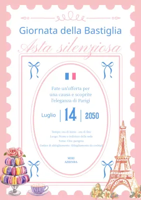 Invito classico per la raccolta fondi del Giorno della Rivoluzione in blu e rosa