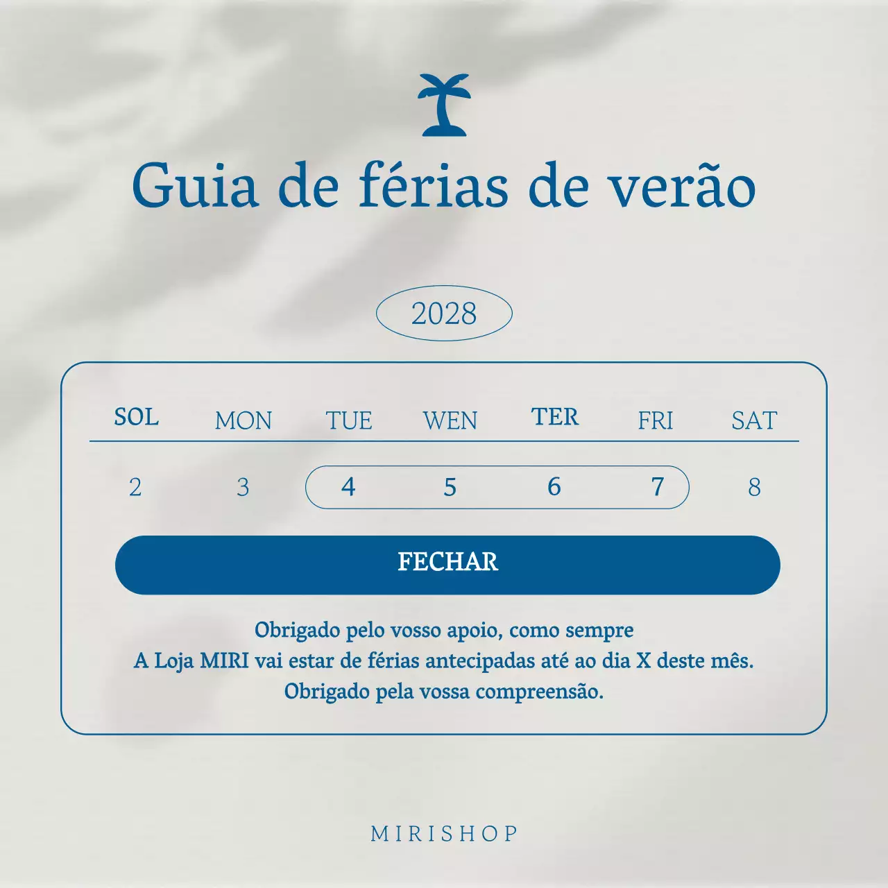 Um simples anúncio de férias de verão em azul-marinho