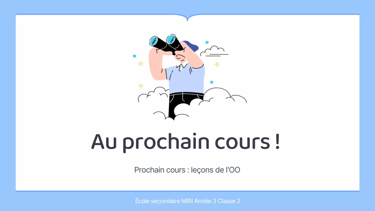 Plan de cours simple pour un professeur d'école en bleu et blanc