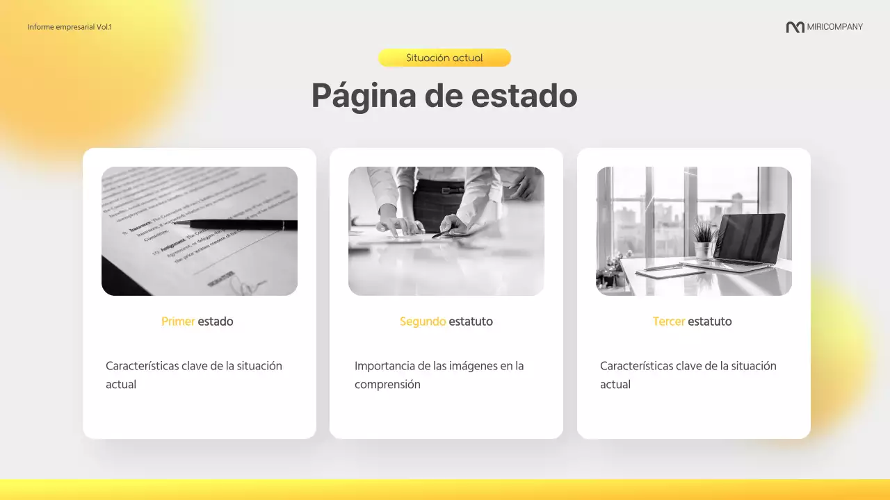 Un moderno informe corporativo en amarillo y gris