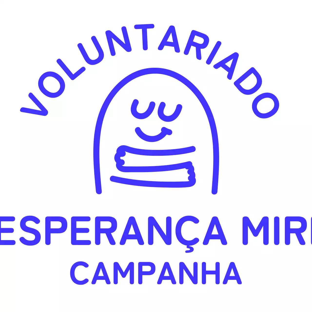 Campanha de ilustração de abraços com texto arredondado