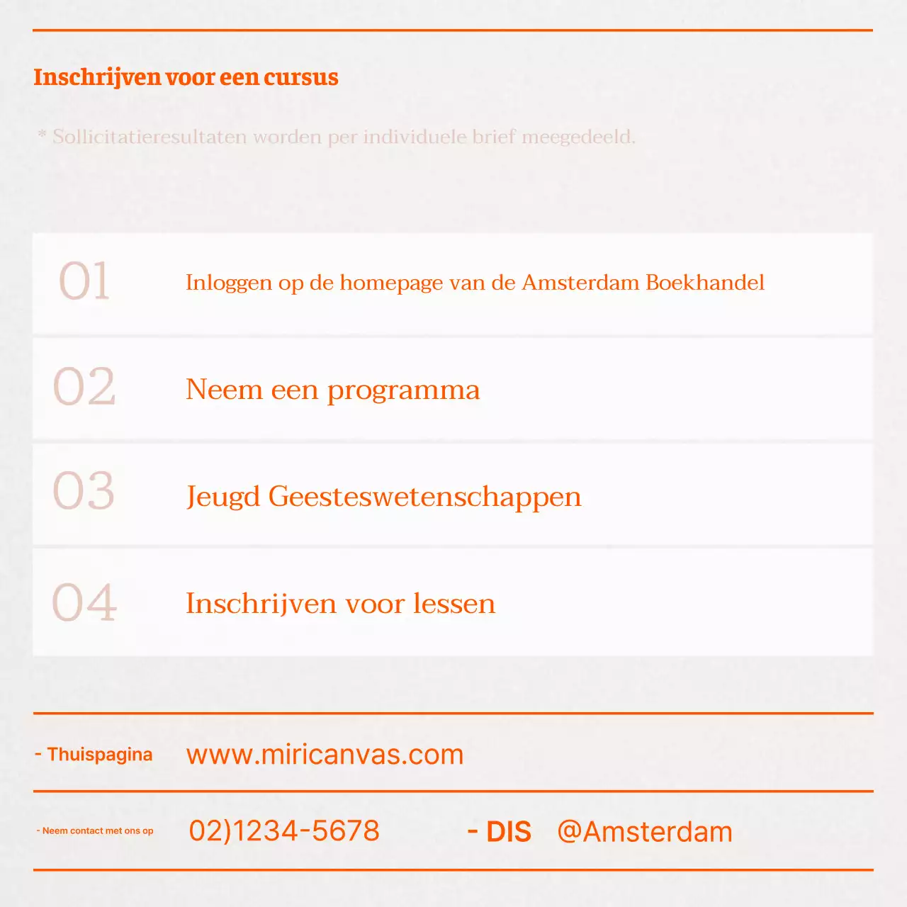 Een eenvoudige oranje advertentie voor een lezing over geesteswetenschappen voor jongeren.