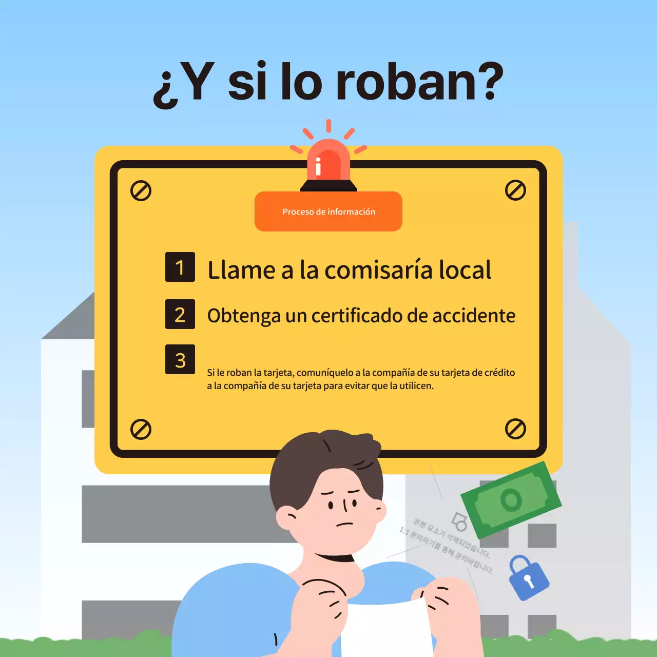 Consejos de seguridad para las vacaciones resaltados en marrón y amarillo